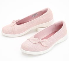 Featuring the laid-back vibes you love with a little bit of stylish sass, these shimmery canvas slip-ons are playfully punctuated with a bow. From Skechers. Todays Styles, Shoe Lacing, Women Casual Flats, Fun Clothes, Mom Ring, Over 60 Fashion, Pink Flats, Flats Sandals, 60 Fashion