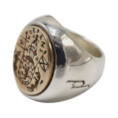 Crest Signet Ring Sterling Silver Bronze Queen Mary Family Crest Lion Unicorn J Dauphin Unisex Inspired by Queen Mary of Scots ring. Gold signet-ring; engraved; shoulders ornamented with flowers and leaves. Oval bezel set with silver intaglio depicting achievement of Mary Queen of Scots: shield of Scotland surrounded by collar of thistle, supported by two unicorns; crest: crowned lion sejant affronté holding sword; dexter: banner with arms of Scotland; sinister: flag with three bars over saltire Queen Mary Of Scots, Mary Of Scots, Lion Unicorn, Two Unicorns, Wax Seal Ring, Lion And Unicorn, Mary Queen Of Scots, Story Board, Gold Signet Ring