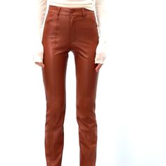 Zara Nwt Faux Leather Pants With Slits. Size Medium And Perfect For The Fall. Brown Faux Leather Full-length Pants, Brown Full-length Faux Leather Pants, Brown Full Length Faux Leather Pants, Trendy Brown Leather Pants For Fall, Brown Wide Leg Leather Pants For Fall, Brown Stretch High Waist Leather Pants, Brown Full-length Leather Pants For Fall, Trendy Brown Leather Pants For Spring, Stretch Faux Leather Brown Bottoms