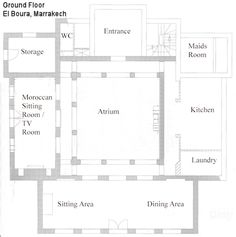 the ground plan for an apartment building with two floors and three rooms, including one bedroom