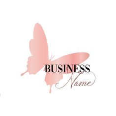 a pink butterfly with the words business name