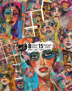 an image of a collage of women's faces with different colors and shapes