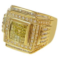 -Custom made -14k Yellow gold -Ring size: 9 -Weight: 13.3gr -Ornament dimension: 0.6x0.8” -Diamonds: 2.00ct, SI clarity, G color White Diamonds, Yellow Gold Rings, Diamond White, Yellow White, Royal Blue, Gold Rings, Decorative Boxes, Jewelry Rings, Ring Size