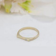 Dainty Gold Ring, Best Anniversary Gifts, Ring Elegant, Dainty Gold Rings, Bar Ring, Diamond Bar, Half Eternity Ring, Solid Gold Rings, Ring Dainty