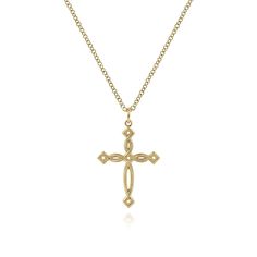 14K Yellow Gold Twisted Cross Pendant Necklace I Love You God, Cross Pendant Necklace, Holy Spirit, Cross Pendant, Shop Necklaces, Tattoo Ideas, Twist, Yellow Gold, Jesus