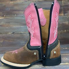 COWGIRL SQUARE TOE BOOTS with ZIPPER Western Square Toe Boots, Cowgirl Baby, Shoe Molding, Huarache Sandals, Pink Square, Baby Cowboy, Square Toe Boots, Western Leather, Baby Walker