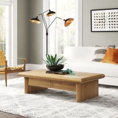 a living room scene with focus on the coffee table