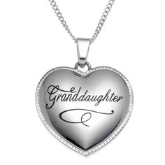 Stainless Steel Engraved Granddaughter Heart Pendant Necklace - Sentimental Jewelry Gift for Granddaughters Sentimental Necklace, Sentimental Jewelry, Script Heart, Sentimental Jewellery, Family Engagement, Script Font, Steel Jewelry, Heart Pendant Necklace, Stainless Steel Jewelry