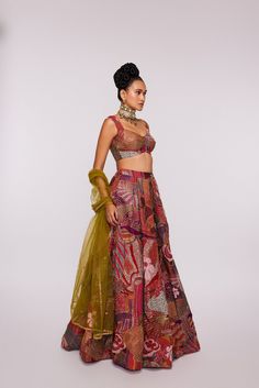 Pink Divergence printed and embellished Indian organza blouse and skirt with net floral dupatta.From Aisha Rao’s Divergence collection. DELIVERY TIMEPlease allow 8-12 weeks for your outfit to arrive. FABRIC DETAILSIndian Organza. Digital Print Sharara For Party And Festivals, Festival Sharara With Digital Print For Parties, Festive Party Sets With Digital Print, Silk Bollywood Sharara With Digital Print, Bollywood Style Silk Sharara With Digital Print, Anarkali Sharara With Digital Print For Party, Bollywood Style Party Anarkali Set With Digital Print, Silk Anarkali Lehenga With Digital Print, Diwali Lehenga With Digital Print On Georgette