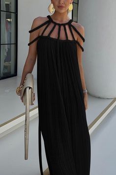 Braids To The Back, Column Gown, Vacation Wear, Fit Style, Black Maxi Dress, Round Collar, Sleeve Type, Mother Of The Bride, Ankle Length