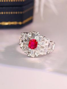 •Condition: Brand new•Center Stone: Natural Peach Red Spinel from Burma, Cushion Cut, 0.61ct•Side stones: Natural white diamond round-cut (VS1 clarity and F color)Natural white sapphire baguette-cut•Ring size: 4.05g (depend on the ring size)•Metal Purity: Optional Each piece is made-to-order with care and special attention to detail. all items are made with conflict-free diamonds and gems.Size: made to orderThe item will be gift wrapped and shipped.----------------------------------------------- Red Brilliant Cut Cubic Zirconia Rings, Fine Jewelry Ruby Ring With Diamond For Party, Elegant Ruby Ring With Diamond For Party, Party Fine Jewelry Ruby Ring With Diamond, Luxury Red Ruby Ring Baguette Cut, Luxury Red Baguette Cut Ruby Ring, Elegant Red Cubic Zirconia Rings, Red Cluster Ring With Brilliant Cut For Anniversary, Red Cluster Ring With Brilliant Cut For Promise