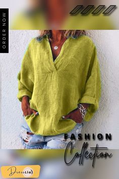 Xs-8xl Autumn Tops Plus Size Fashion Clothes Women's Casual Long Sleeve Tee Shirts Deep V-neck Tunic Tops Ladies Blouses Pullover Loose T-shirts Solid Color Linen Blouses Casual Solid Color V-neck Top For Summer, Casual Solid Color V-neck Top For Spring, Solid Color V-neck Shirt For Beach, Oversized V-neck Shirt For Summer, Solid Color V-neck Blouse For Vacation, Casual Solid Color V-neck Shirt, Solid Color V-neck Blouse With Relaxed Fit, Oversized Solid Color V-neck Top, Casual Split Neck V-neck Top For Fall