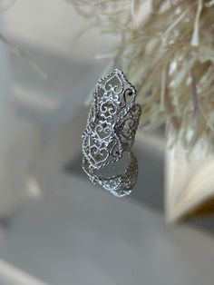 SIlver filigree ornament armenian ring Silver Hand Chain, Full Finger Ring, Full Finger Rings, Hand Chain, Finger Ring, Ring Finger, Sterling Silver Ring, Statement Rings, Silver Ring