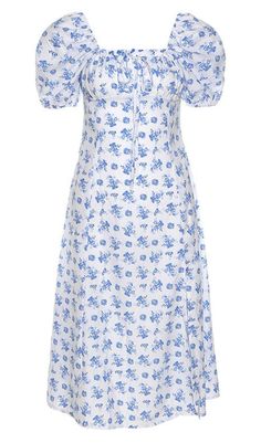 Blue White Floral Midi Dress Description: The Blue White Floral Midi Dress is a dreamy and feminine dress that is perfect for the end of summer trips. Made from lightweight crepe, it offers a fresh and comfortable feel. The dress features a beautiful blue and white floral print, adding a touch of elegance to the overall look. What sets this dress apart is its corsetry boning on the front, back, and sides of the bodice. This creates a cinched hourglass shape, giving you a flattering silhouette. T White Floral Midi Dress, Blue And White Floral, Feminine Dress, End Of Summer, Blue Midi Dress, Plus Dresses, Dress And Heels, Floral Midi Dress, Blouse Dress