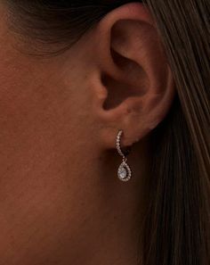 Dangling Halo Pear Diamond Drop Earring, Solid Gold with Moissanite Charm Hoops, for Her (Price is For Pair)  Also Available Gold Color: Yellow Gold,Rose Gold,White Gold.  ✦Gemstone: Moissanite ✦Total Stone Weight: 0.44ct Approx ✦Cut: Round Brilliant Cut ✦ Color: Colourless ✦ Clarity: VVS ✦Gemstone: Lab grown Diamond ✦Total Stone Weight: 0.44ct Approx ✦Cut: Round Brilliant Cut ✦ Color: G ✦ Clarity: VS Note :-This listing is for a pair and this is also available in single earring Metal Type: 925 Moss Agate Wedding Band, Bridal Earring, Diamond Huggies, Pear Diamond, Diamond Drop Earrings, Drop Earring, Single Earring, Dangle Charms, White Rose Gold