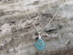 Handmade in the USA by Jules Obsession.  Inspirational Meaningful Gift. Sterling Silver Chain Necklace. Meaningful and inspirational gift. Light Blue Ocean-inspired Jewelry For Gift, Light Blue Ocean-inspired Jewelry Gift, Ocean-inspired Light Blue Jewelry For Gift, Personalized Turquoise Jewelry For Beach, Light Blue Glass Jewelry For Gifting, Light Blue Glass Jewelry For Gifts, Light Blue Glass Jewelry Gift, Blue Wire Wrapped Necklace For Beach, Blue Nickel-free Necklace For Beach