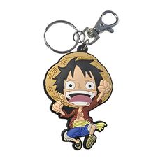 one piece keychain with an image of the character on it's face