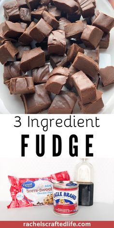 three ingredient fudge with chocolate on the side