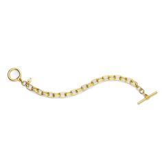 Shop our classic yet bold double gold link chain toggle bracelet. This style could be worn alone for a subtle statement or layer it up to create your own individualized look. Brass base metal Gold plated Toggle Bar closure Double link style link size: 9.70mm x 6.70mm Bracelet Length: 7.5" Made In NYC Made To Order Note: Since each style is Made to order, please allow 1-3 business days for assembly. Metal Chain Bracelet With Rectangular Links And Toggle Clasp, Metal Chain Bracelet With Toggle Clasp And Rectangular Links, Oval Link Chain Bracelet With Toggle Clasp, Adjustable Oval Link Chain Bracelet With Toggle Clasp, Everyday Metal Chain Bracelet With Toggle Clasp, Modern Chain Bracelet With Toggle Clasp For Everyday, Everyday Link Chain Bracelet With Toggle Clasp, Gold-tone Chunky Chain Bracelet With Oval Links, Timeless Metal Chain Link Bracelet