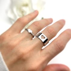 Matching Friendship Couples Heart Ring Set, Lover Rings His and Her Promise Rings, Anniversary Gift, Band Ring Set, Layering Best Friend Rings Incredibly cute set of 2 rings that will make a meaningful and unique gift. Perfect for best friends, couples, or loved ones. Our rings are outstandingly *high* quality and beautifully finished. ♡ They are hypoallergenic, very sturdy, and tarnish-resistant (will *not* turn your fingers green). J E W E L R Y ∙ D E T A I L S * Sold as a set of 2 (as picture Matching Rings For Trios, Matching Rings For 4 Best Friends, Hypoallergenic Rings For Anniversary On Valentine's Day, Valentine's Day Promise Midi Rings, Adjustable Midi Rings For Promise On Valentine's Day, Adjustable Midi Rings For Valentine's Day Promise, Valentine's Day Promise Midi Rings Open Ring, Valentine's Day Adjustable Midi Rings, Hypoallergenic Promise Ring For Valentine's Day