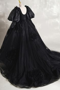 10% off now! Shop special formal long black ball gown prom dress with illusion deep vneck online. Sheprom offers formal, party, casual & more style dresses to fit your special occasions. Masquerade Ball Gowns Black, Vampire Ball Gown, Gothic Ball Gown, Ball Gowns Victorian, Ballgown Prom Dress, Villain Dresses, Masquerade Ball Gowns, Black Ball Gown, Tulle Ball Gown