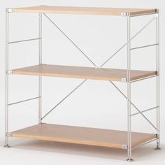 SUS Shelving Unit - Oak - Wide - Small | MUJI USA Stacking Shelves, Walnut Shelves, Shelf Board, Oversized Furniture, Oak Shelves, Acrylic Storage, Steel Shelf, Small Storage, Fabric Storage