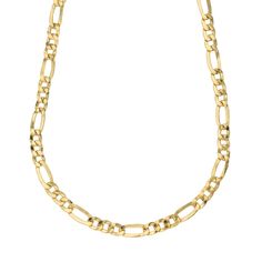 Figaro Link. 18 karat yellow gold chains.  Imported from Italy. Gold Figaro Chain, Figaro Chains, Figaro Chain, Yellow Gold Chain, High Quality Jewelry, Timeless Classic, Luxury Jewelry, Gold Chain, Chains Necklace