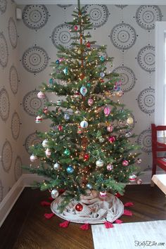 a decorated christmas tree in a room