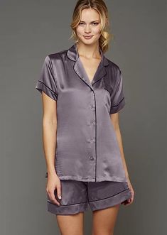 Paradise Found Short Sleeve Silk Pajamas | Julianna Rae Summer Silk Sets With Short Sleeves, Elegant Short Sleeve Relaxed Fit Sleepwear, Elegant Short Sleeve Loungewear Sets, Satin Sets With Short Sleeves For Home, Short Sleeve Satin Sets For Home, Elegant Short Sleeve Satin Set, Elegant Silk Short Sleeve Sets, Elegant Fitted Short Sleeve Sleepwear, Satin Sleepover Set With Short Sleeves