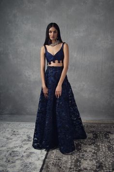 MIDNIGHT BLUE SEQUINS EMBROIDERED LEHENGA SET Palazzo Set With Dupatta For Evening Eid, Evening Palazzo Set With Dupatta For Eid, Eid Evening Palazzo Set With Dupatta, Evening Anarkali Palazzo Set With Traditional Drape, Evening Palazzo Set With Sheer Dupatta For Eid, Sheer Dupatta Set For Evening Navratri, Chanderi Sequined Sets For Reception, Evening Palazzo Set With Sheer Dupatta And Traditional Drape, Tissue Silk Palazzo Set For Reception