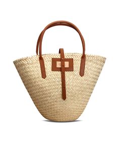 Designer Straw Tote Bag With Handles, Designer Double Handle Bucket Bag For Travel, Designer Double Handle Straw Bag For Daily Use, Designer Straw Bag With Double Handle For Daily Use, Designer Rectangular Bucket Bag For Travel, Luxury Rectangular Straw Bag With Handles, Designer Straw Tote Bag For Daily Use, Luxury Straw Tote Bag, Designer Travel Straw Bag With Handles