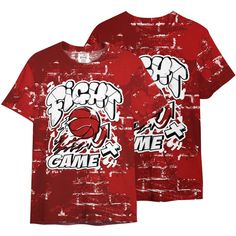 Brand Dunkare Red Taxi 12s Shirt - Fighter Games Graphic Street Art All Over Print Unisex Shirt Red Cotton T-shirt With Graffiti Print, Red Fan Apparel T-shirt With Sublimation Print, Red All Over Print Crew Neck Shirt, Red Crew Neck Shirt With All Over Print, Red Graffiti Print Crew Neck Tops, Red Crew Neck Top With Sublimation Print, Red Crew Neck Tops With Graffiti Print, Casual Red Cotton Sublimation Design, Red Cotton T-shirt With All Over Print