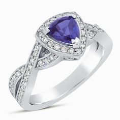 false Engagement Ring With Halo, Ring With Halo, Gem Gem, Halo Style Engagement Rings, Tanzanite Engagement Ring, Halo Style, Wedding Rings Unique, Split Shank