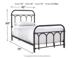 the measurements for a metal bed frame and headboard are shown in this size guide