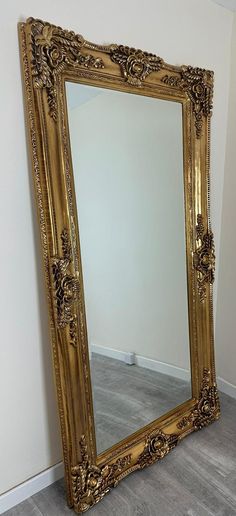 We are proud to present our latest range of Framed Ornate Mirrors STUNNING ORNATE FRAMED MIRROR From only £319.99 with FREE POSTAGE (GB ONLY) please note these mirrors are not available with 24hr Postage due to the size and weight, we have to shop with specialist couriers delivery 5-10 days. Description: Premium Quality Ornate Mirror Mirror = Prestige 4mm Pilkington Mirror ensuring crisp & clear reflections BEWARE! Some sellers will use poor quality thinner imported mirrors and not high grade UK Pilkington Mirror Frame = Chunky 5.5inch (14cm) Wide High Quality Wood Hanging = Mirrors are ready to hang either Horizontal (Landscape) or Vertical (Portrait) or just as a free standing dressing mirror. 100's of Other designs Available, Please view our Shop  View our other items! New designs being Antique Gold Framed Mirror, Antique Mirror On Floor, Victorian Mirror Dining Room, Gold Baroque Mirror Mantle, Large Vintage Standing Mirror, Large Gold Hallway Mirror, Large Ornate Distressed Mirror, Ornate Mirror Entry, Large Gold Statement Mirror