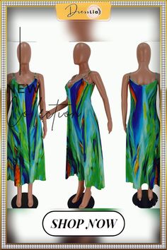 Summer Vacation Tie Dye Print Sleeveless Strap V-neck Loose Fitting Casual Women Maxi Dress Casual Green Sleeveless V-neck Dress, Multicolor V-neck Maxi Dress For Summer, V-neck Sleeveless Dress For Beach Season, Green V-neck Sleeveless Dress For Vacation, Green Sleeveless V-neck Party Dress, Multicolor Maxi V-neck Dress For Summer, Sleeveless V-neck Dress For Beach Day Out, V-neck Sleeveless Dress For Beach Day Out, Multicolor Maxi Length V-neck Dress For Summer