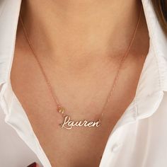 Personalized Name Necklace - Silver - Gold - Rose Gold - Gift for Her - Gift for Woman - Name Jewelry - 925 Sterling - Please make a note if you would like to leave a gift message along with your order  Sweet and charming, our large letter necklace is classic in style and bold in design. Include your initial to make your own statement, perfect for every outfit  💝 CHAIN LENGTHS 💝 - 12 inches, - 13 inches - 14 inches - 15 inches - 16 inches - 17 inches - 18 inches - 19 inches - 20 inches - 21 in Rose Gold Nameplate Charm Necklace For Anniversary, Personalized Birthstone Name Necklace For Mother's Day, Nameplate Jewelry For Birthday Gift, Custom Name Silver Birthstone Nameplate Necklace, Customizable Rose Gold Necklaces For Birthday, Mother's Day Anniversary Birthstone Necklace With Name, Mother's Day Nameplate Birthstone Necklace, Birthday Necklace With Initial Pendant And Name Details, Birthday Necklace With Initial Pendant And Names