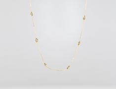 ♥  This is a unique solid 18K yellow gold necklace chain with bezel set marquise and pear shaped diamonds that make a dainty station necklace.
♥  The chain measures 18" long with an additional hook at 17"

♥  Material: 18K yellow gold
♥  Gemstone: Diamond weighs- 0.99ct
♥All gemstones used are genuine, earth-mined, and guaranteed conflict free! As is with anything that is naturally occurring, our gemstones or pearls will have imperfections, e.g. inclusions in the gemstones, unevenness in the pea Formal Yellow Gold Pear-shaped Necklace, Yellow Gold Diamond Necklace With Pear-shaped Accents, Gold Pear-shaped Diamond Necklace With Accents, Yellow Gold Pear-shaped Necklace, Fine Jewelry Yellow Gold Pear-shaped Necklace, Bezel Set Marquise, Gold Necklace Chain, Yellow Gold Necklace, Station Necklace