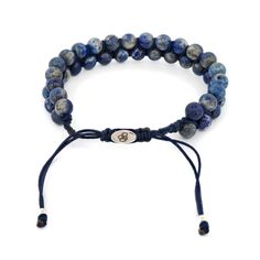 Allow the Lapis Lazuli Stone Two Row Beaded Woven Striking Bracelet uplifting vibrations to beautify your appearance and elevate your spirits. This handmade bracelet is a representation of beauty, knowledge, and empowerment, whether you're looking for personal development, inner serenity, or simply a touch of elegance. Lapis Lazuli, known as the stone of wisdom and truth, has been revered for centuries for its deep blue color and powerful metaphysical properties. The stone is believed to promote Spiritual Braided Bracelets With Round Natural Stones, Blue Spiritual Braided Bracelets Hand-strung, Spiritual Healing Braided Bracelets With Gemstone Beads, Adjustable Hand-strung Lapis Lazuli Bracelets, Adjustable Lapis Lazuli Bracelet With Round Beads, Healing Gemstone Beads Braided Bracelets, Adjustable Lapis Lazuli Beaded Bracelets, Adjustable Rosary Bracelet For Healing With 108 Beads, Adjustable Natural Stones Braided Bracelet For Meditation