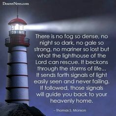 a lighthouse with a quote on it that says there is no top so dense, no night