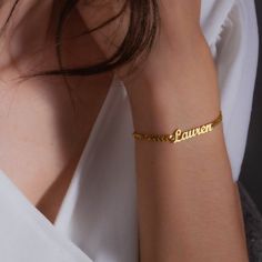 ✅Give your special someone a custom bracelet made just for them!  ✅Our Personalized Name bracelet is the perfect gift for your loved ones and will become a versatile accessory for any occasion.  ✅From a heart-warming holiday present, anniversary or birthday gift, or just because, this unique bracelet adds a trendy touch to any outfit.  ✅ [Material]: Gold-plated Stainless Steel ✅ It's a beautiful personalized bracelet made of Stainless Steel.  ✅[Care Instruction]: Avoid exposure to acidic, aggres Personalized Name Bracelet For Gifts, Personalized Name Bracelet For Gift, Personalized Meaningful Name Bracelet Gift, Personalized Nameplate Bracelets As Gift, Customized Meaningful Name Bracelet As Gift, Personalized Nameplate Bracelets For Gifts, Customized Meaningful Name Bracelet For Gift, Meaningful Customized Name Bracelet As Gift, Adjustable Jewelry With Custom Text For Personalized Gift