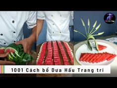 the process of making watermelon slices is shown