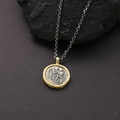 925 Sterling Silver Old Coin Necklace * Product Detail It is produced using 925 sterling silver. It was designed with inspiration from the drawings on the cave walls. These types of necklaces usually contain geometric patterns, animal figures or symbols. Pendant Weight: 11,50 Gr. The size of the necklace average 2 cm, The entire product (including the chain) is silver. A great piece to add to every outfit! Stylish men's chains that you can combine with your clothes with the elegance of İpek Silver! Product Content: 925k Silver Necklace length is 60 cm and is made of 925k silver. All our products are sent with İPEK SİLVER Guarantee. Since our products are handcrafted, there may be + - 5% deviation in mine weights. The product are sent with a gift box, package and a gift note of your choice. Sterling Silver Amulet Coin Necklace, Ancient Style Silver Round Necklaces, Ancient Style Round Silver Necklace, Handmade Sterling Silver Coin Pendant Necklace, Handmade Sterling Silver Pendant Coin Necklace, Sterling Silver Medallion Coin Necklace With Oxidized Finish, Sterling Silver Oxidized Medallion Coin Necklace, Handmade Sterling Silver Medallion Coin Necklace, Sterling Silver Coin Necklace With Oxidized Finish