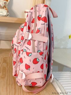 BagForLove - Quirky Strawberry-themed Backpack with Zipper and Letter Patch â Timeless and Fashionable Product Description Color Pink Strap Type Adjustable Composition 100% Polyamide Style Preppy Bag Size Medium Material Polyamide Closure Type Zipper Pattern Type Fruit&Vegetable Type Classic Backpack Size Chart INCH CM Handle Height Strap Length Bag Height Bag Width Bag Length 2.8 inch 35.4 inch 16.1 inch 5.1 inch 11.8 inch Handle Height Strap Length Bag Height Bag Width Bag Length 7 cm 90 cm 41 cm 13 cm 30 cm Details Pictures Similar Products h2 { text-align: center; } /* æ¢è¡ */ li{ white-space: normal; word-break: break-all; word-wrap: break-word; } .red-box { width: 100%; display: flex; flex-direction: row; flex-wrap: wrap; justify-content: center; } .red-box > div { width: 190px; Strawberry Clothing, Preppy Bags, Strawberry Pattern, Pattern Backpack, Patterned Backpack, Cute Strawberry, Style Preppy, Pink Backpack, Word Wrap