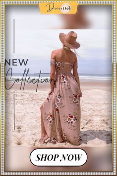 New Arrival Fashion Elegance Womens Party Wrap Chest Off Shoulder Loose Beach Printed Dress Slim Dress Bohemia Pattern, Style Long Skirt, Summer Dress Floral, Beach Dresses Summer, Dress Slim, Slim Dress, Long Skirts For Women, High Waist Dress, Skirt Women