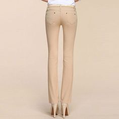 Gender: FemaleDecoration: NoneFit Type: SlimPant Style: Wide Leg PantsPattern Type: SolidFront Style: FlatStyle: FormalWaist Type: MidFabric Type: DenimMaterial: Polyester, AcrylicLength: Full LengthClosure Type: Zipper Fly Beige Slim Fit Straight Leg Bottoms, Slim Fit Full Length Pants For Spring, Spring Wide Leg Slim Fit Jeans, Slim Fit High Waist Cotton Bottoms, Beige Slim Fit Straight Pants, Beige Slim Fit Trousers, Non-stretch Mid-rise Cargo Pants, Spring Workwear Straight Leg Jeggings, Spring Slim Fit Full Length Jeans