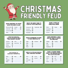 the christmas friendly fud game is shown in green and has an image of santa on it