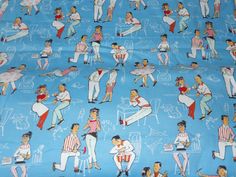 an image of a blue fabric with people on it that is very similar to the famous tv show grease