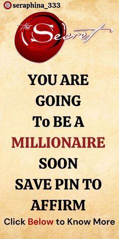 a sign that says you are going to be a millionaire soon save pin to affirm