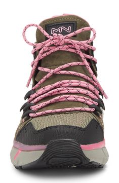 Show off this sporty hiking-inspired sneaker-boot constructed with a ribbed collar, Memory Lux foam cushioning and a grippy lugged sole. 1 1/2" heel Removable insole Leather, synthetic and textile upper/textile lining/rubber sole Imported Low-top Hiking Boots With Laces For Walking, Lace-up High-top Sneakers For Outdoor Activities, Outdoor High-top Lace-up Sneakers, Lace-up High-top Sneakers For Outdoor, Outdoor Lace-up High-top Sneakers, Lace-up High-top Sneakers For Hiking, Sporty Lace-up Boots, Sporty High-top Trail Running Shoes For Hiking, Outdoor High-top Sneakers With Elastic Laces And Round Toe